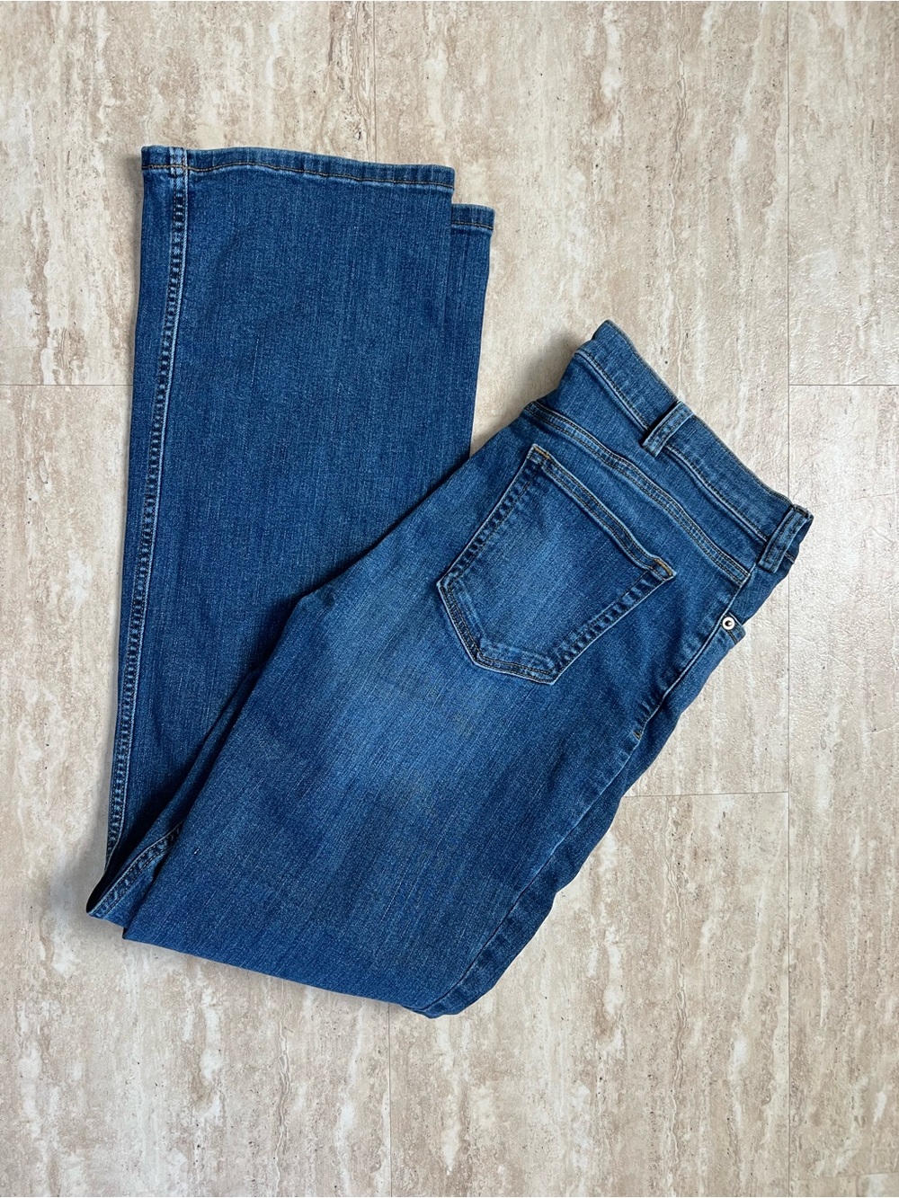Duluth Trading Co Daily Denim Bootcut Jeans Dark Blue Mid Rise 12 x 33